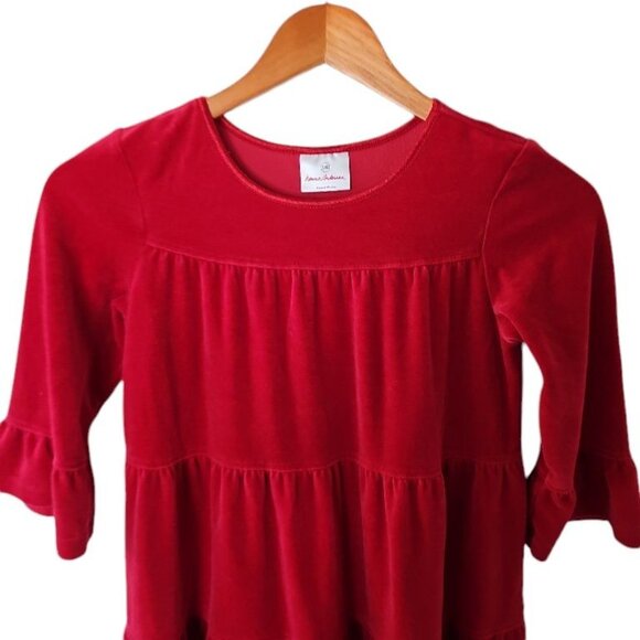 Hanna‎ Andersson Red Velour Twirl Dress Girls Sz 140 10 Years Tiered Skirt - Picture 4 of 9